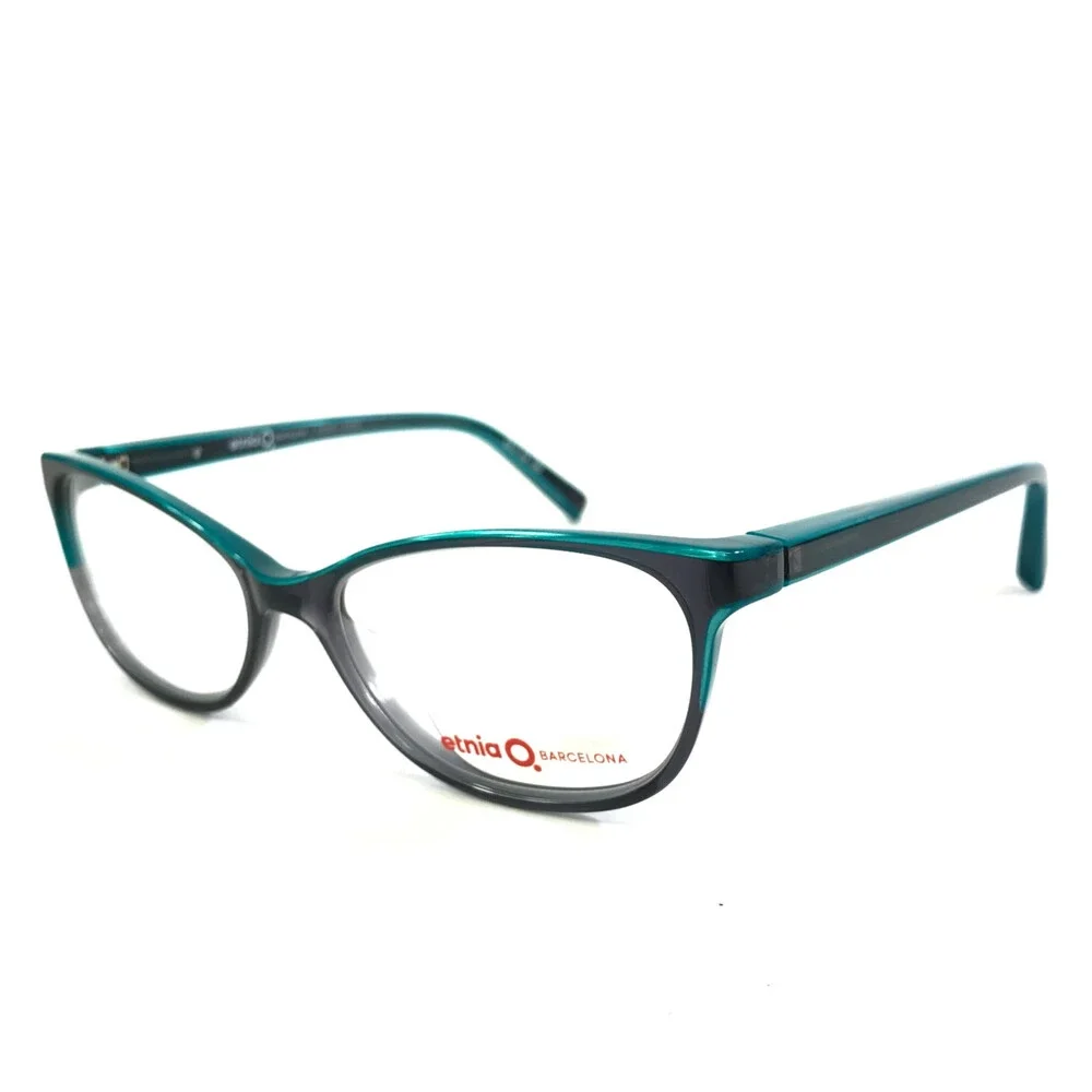 Etnia Barcelona Eyeglasses Frames KYOTO GYTQ Gray Turquoise Cat Eye 53-15-135